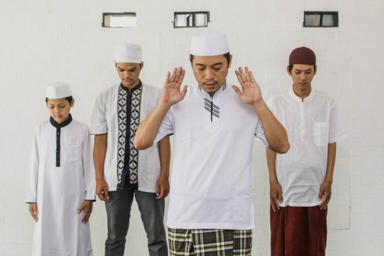 group muslims are praying congregation with takbir poses mosque 1024x683 1