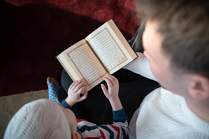 vecteezy muslim prayer father and son in mosque praying and reading 11930344